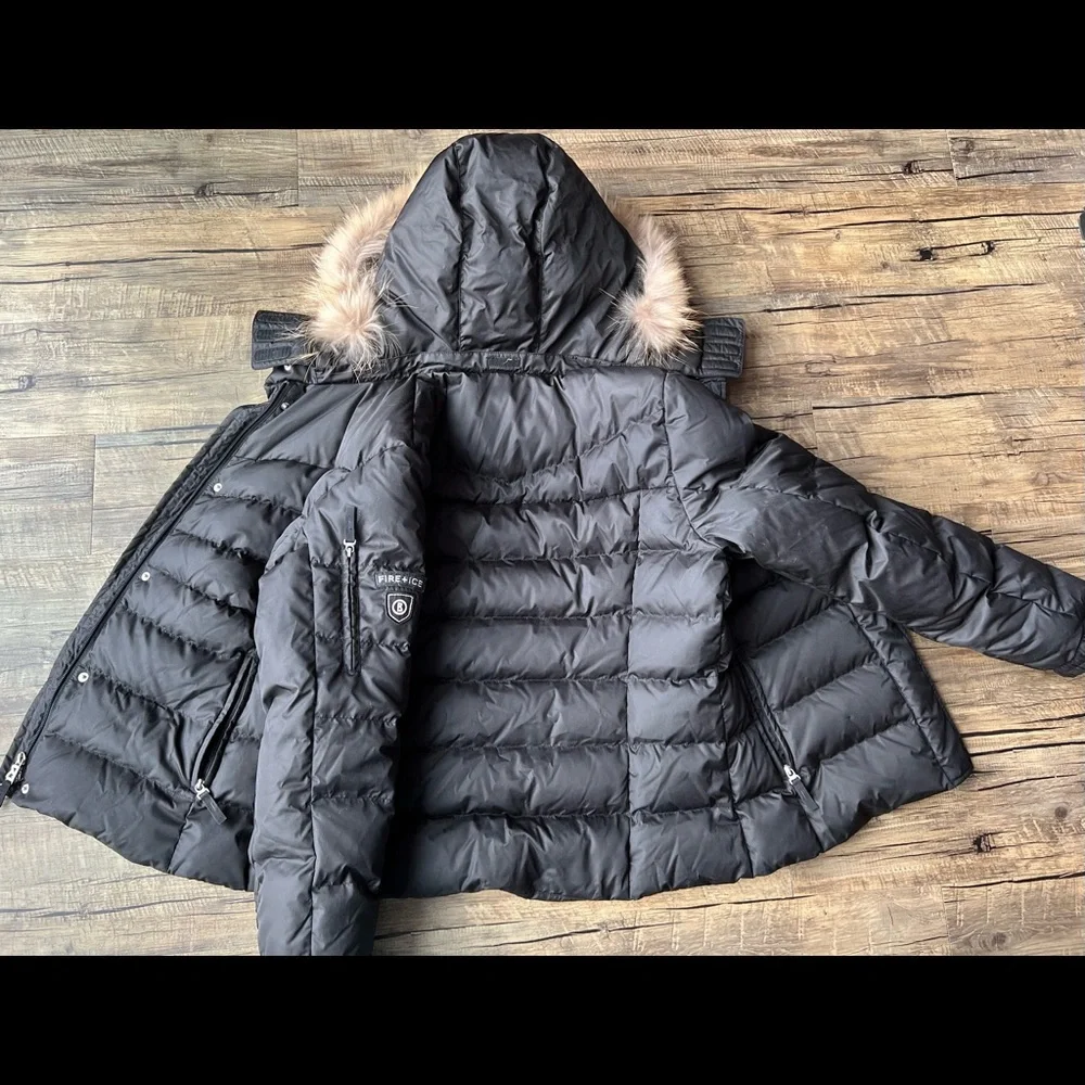 Bogner Fire Ice Down Puffer Ski Jacket Coat Fur Hood Black M/L 12 - Picture 7 of 14